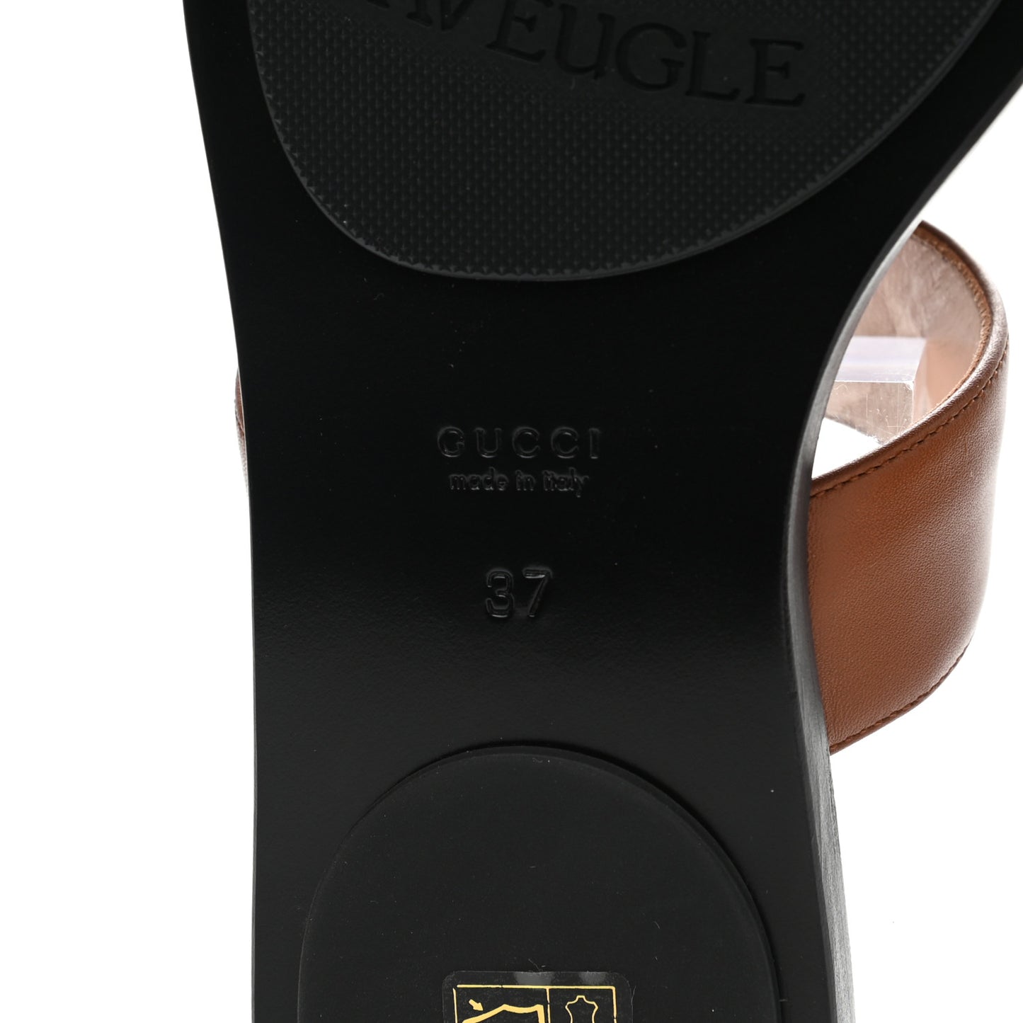 Calfskin GG Marmont Thong Sandals 37 Cognac