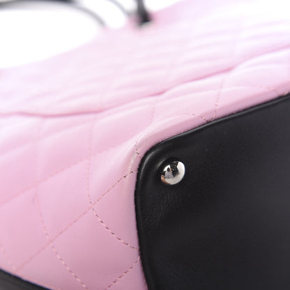 Chanel Calfskin Quilted Medium Cambon Tote Pink Black 10 of 12