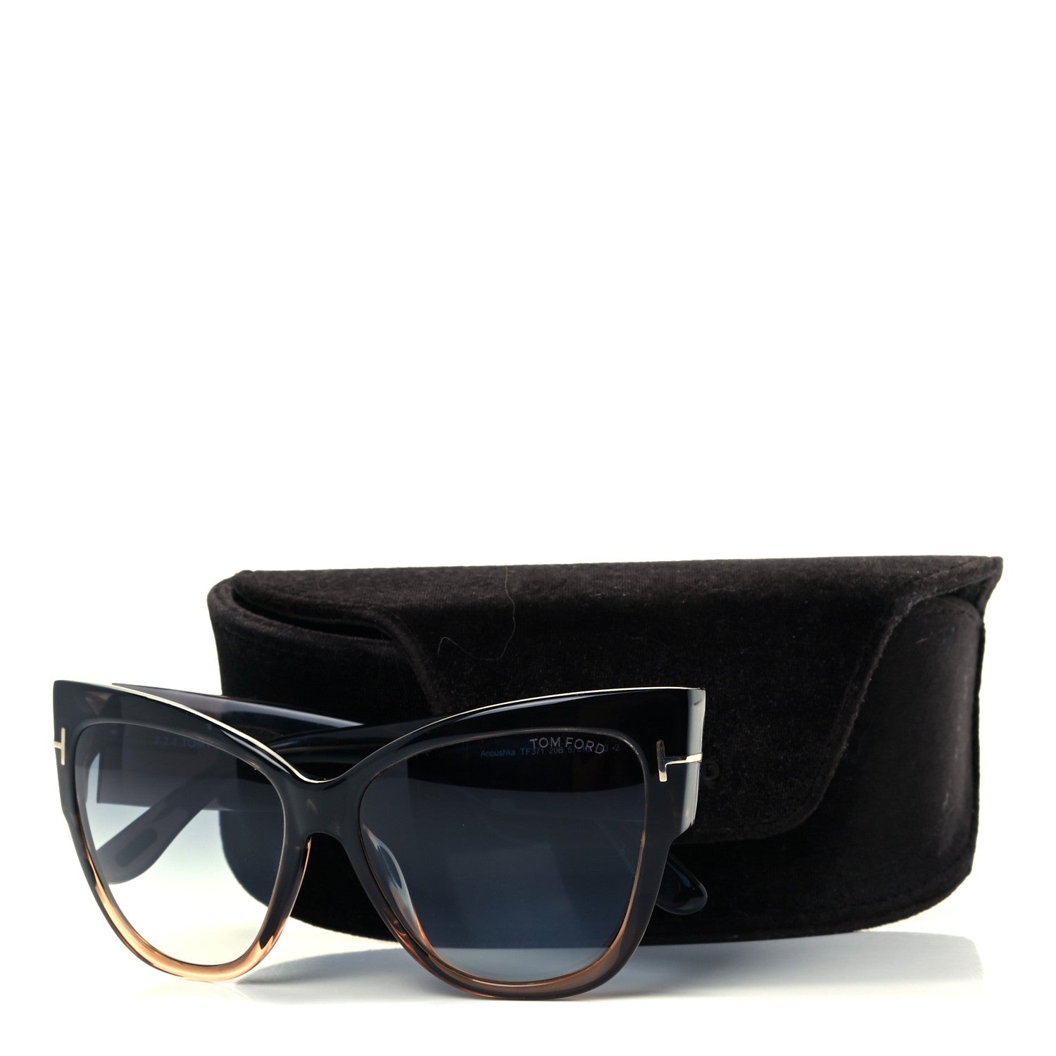 Tom Ford Acetate Anoushka Cat Eye Sunglasses TF371 Melange Grey Peach 8 of 8