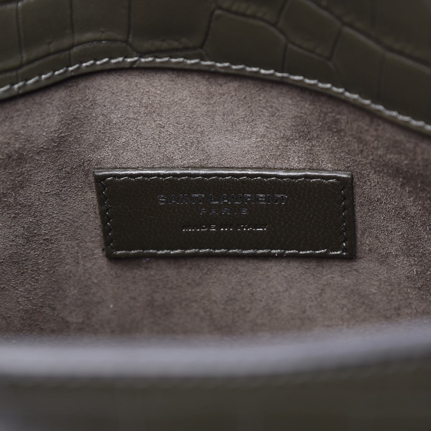 Calfskin Crocodile Embossed Baby Supple Sac De Jour Dark Leaf