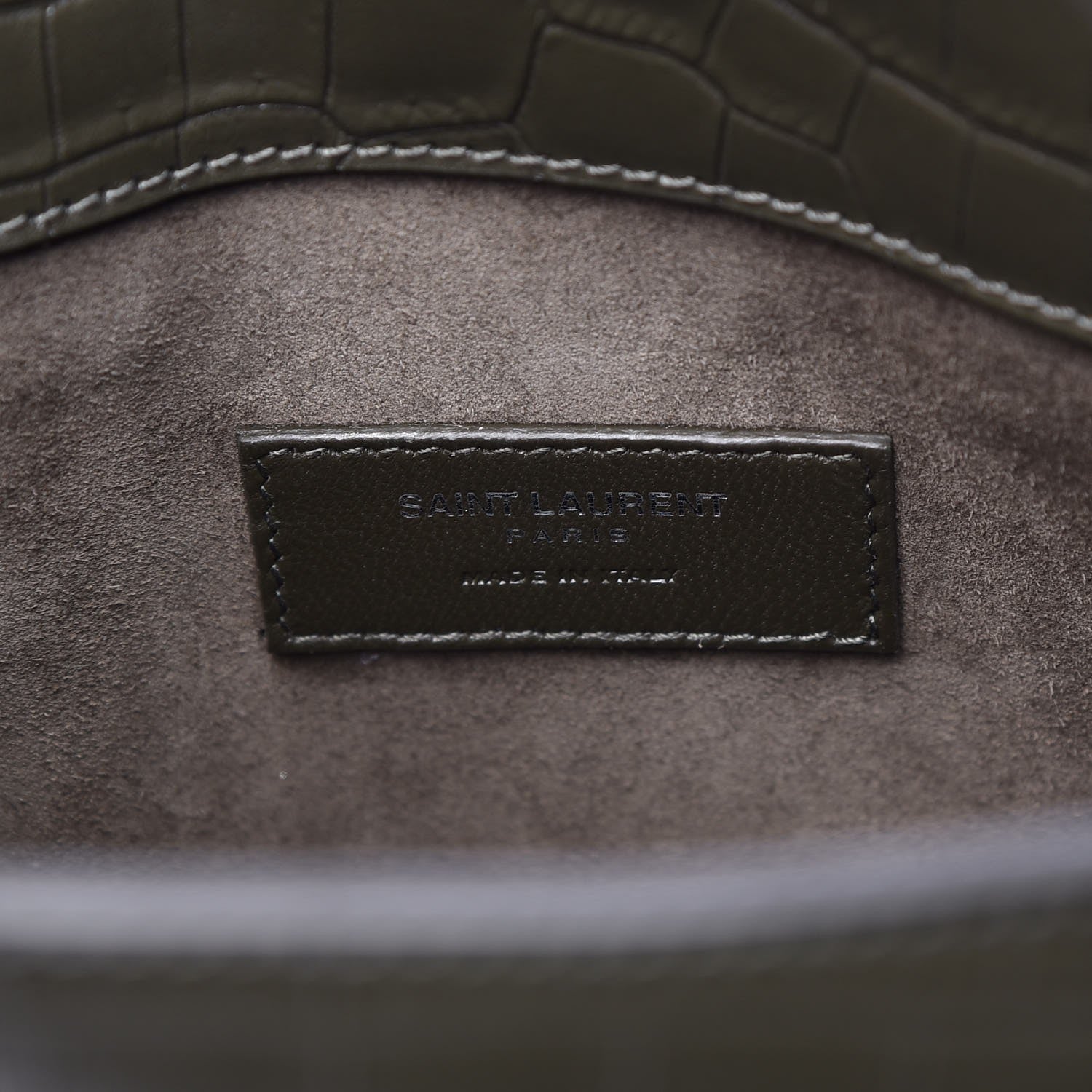 Saint Laurent Calfskin Crocodile Embossed Baby Supple Sac De Jour Dark Leaf 7 of 7