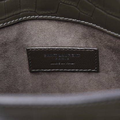 Saint Laurent Calfskin Crocodile Embossed Baby Supple Sac De Jour Dark Leaf 7 of 7