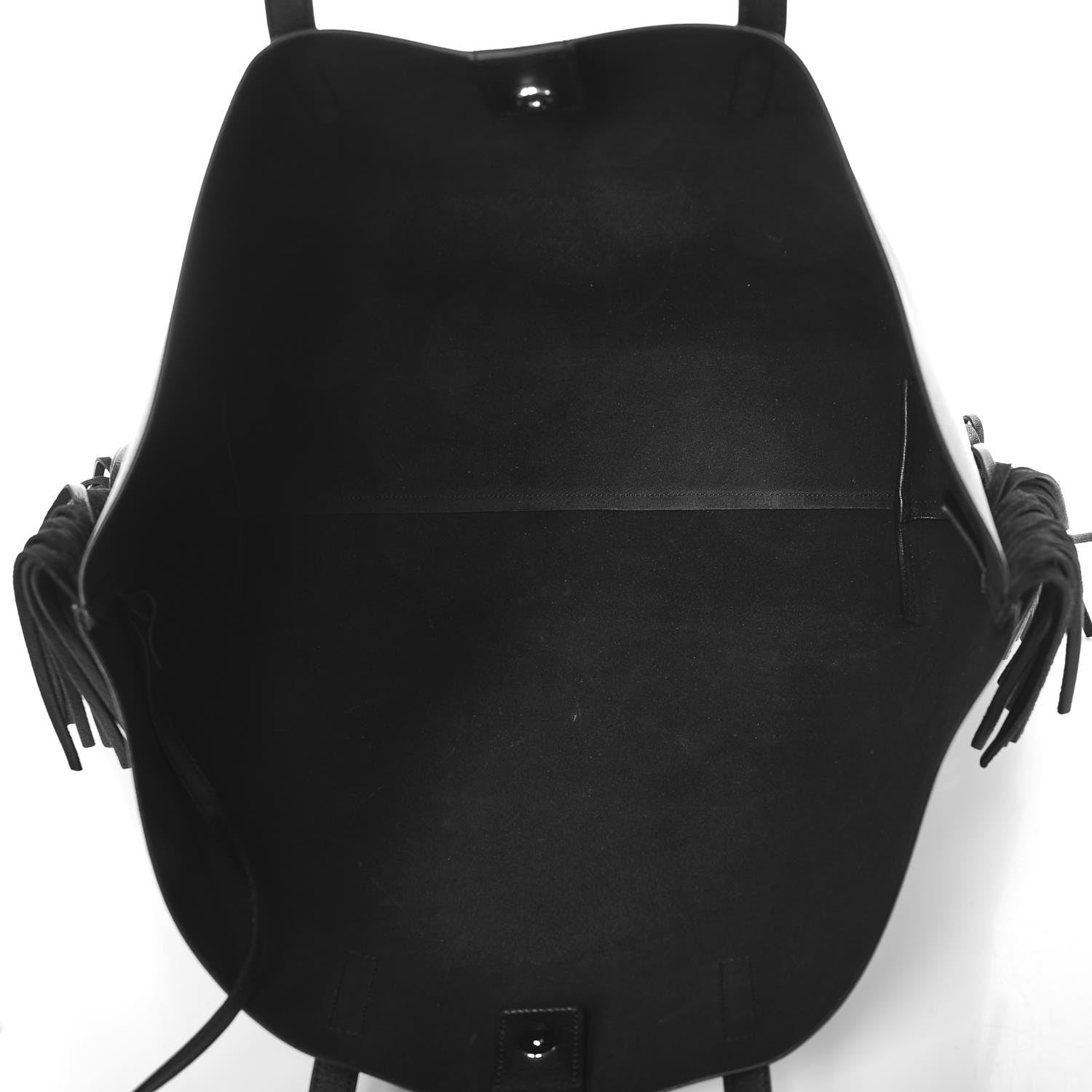 Saint Laurent Calfskin Large Fringe Shopping Tote Black 5 of 7