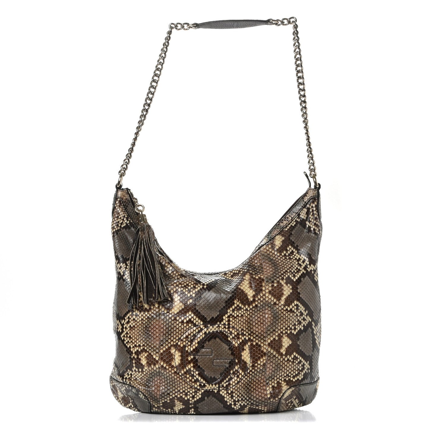 Python Medium Soho Chain Hobo Beige