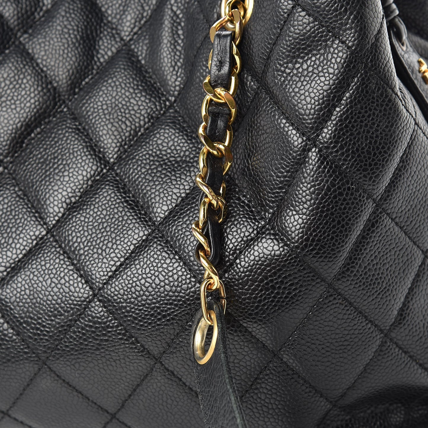 Caviar Quilted Flap Shoulder Bag Black