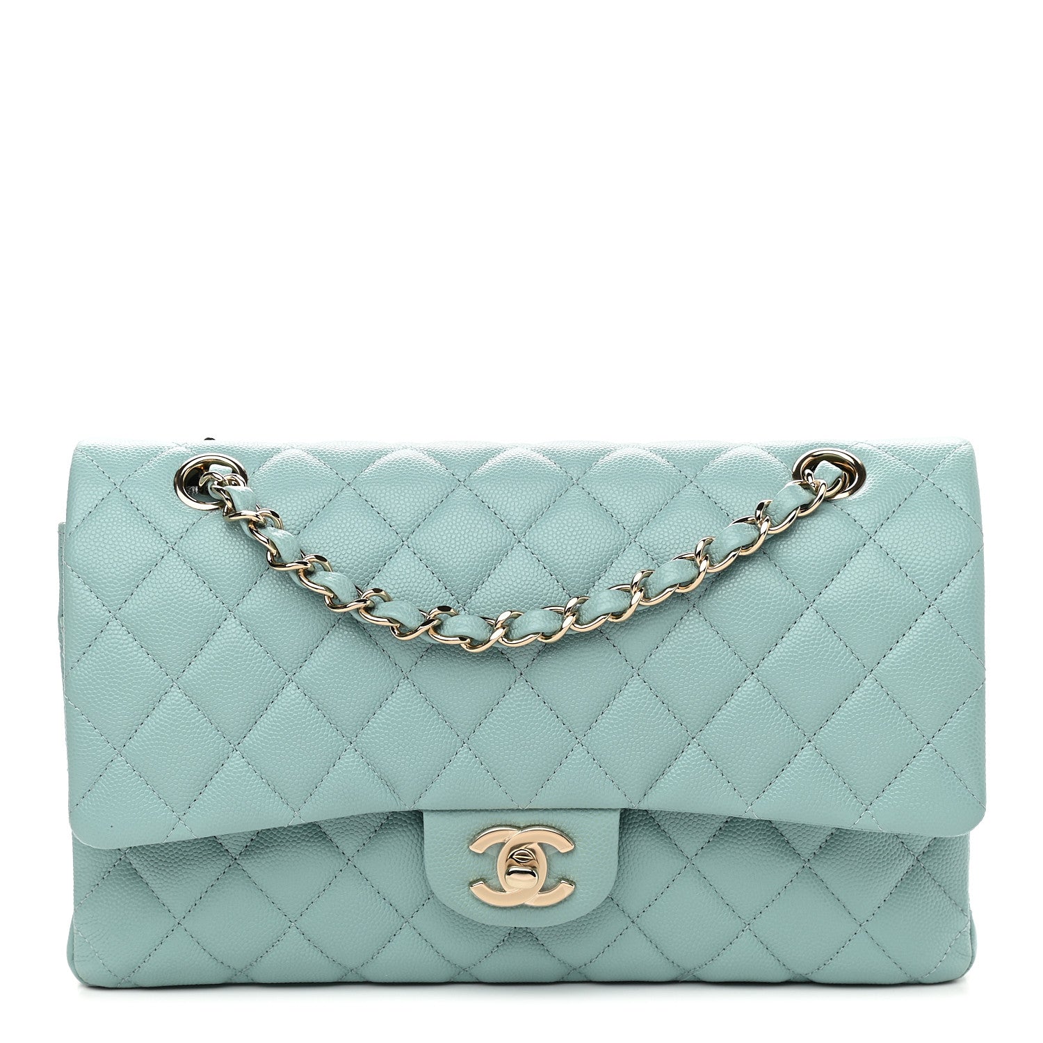 Chanel Caviar Quilted Medium Double Flap Light Blue 1 of 10