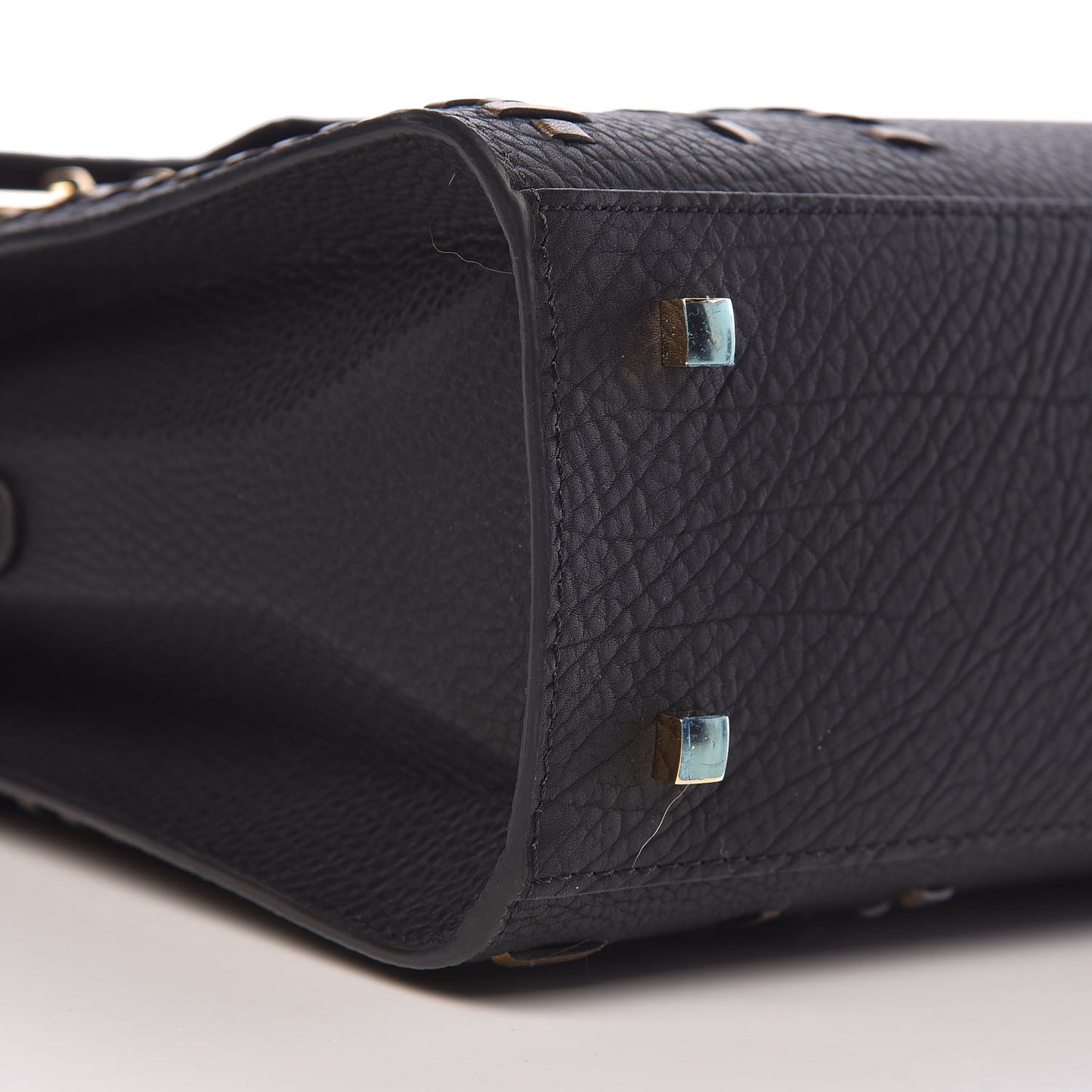 Crispy Calfskin Tribal Stitch MM Tempete Satchel Black Bronze