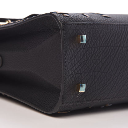 Delvaux Crispy Calfskin Tribal Stitch MM Tempete Satchel Black Bronze 10 of 13
