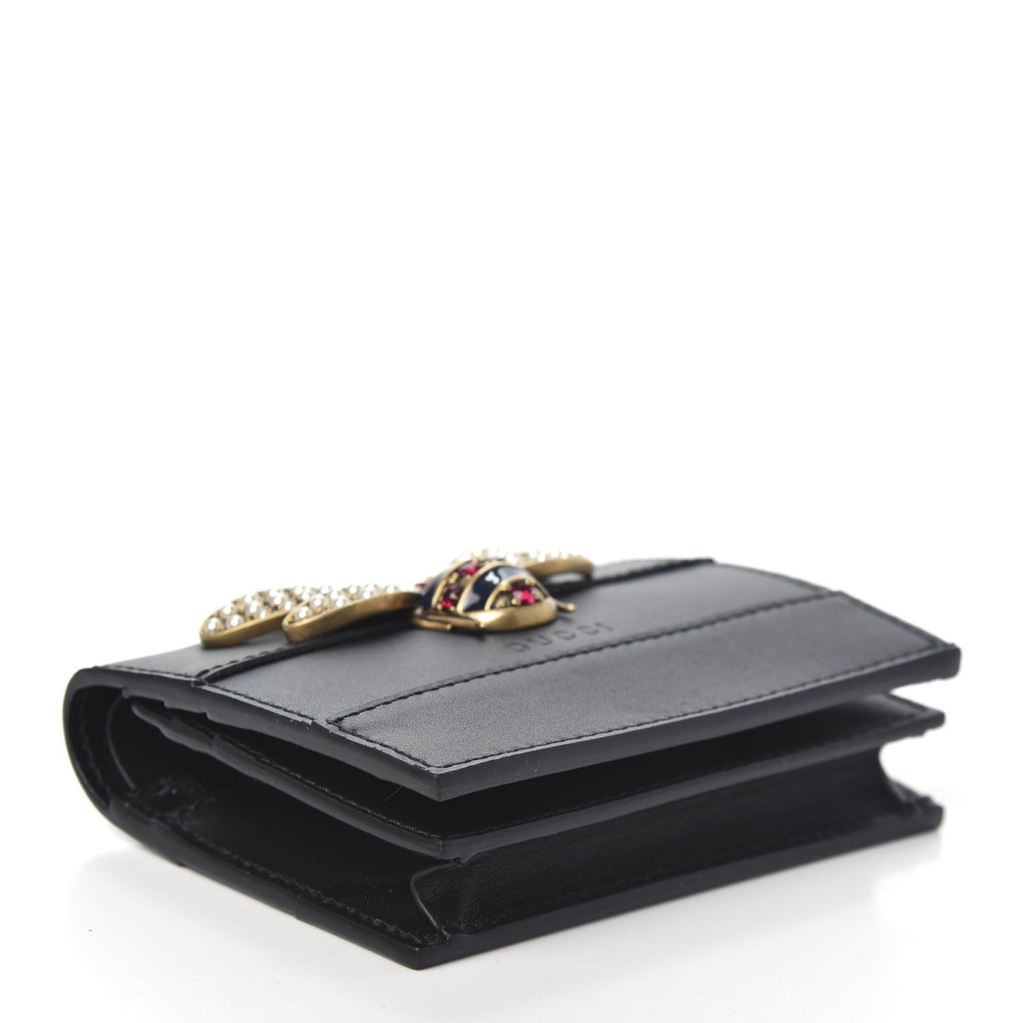 Calfskin Queen Margaret Card Case Wallet Black