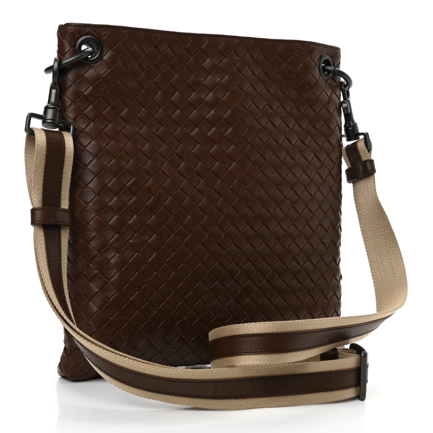 Nappa Intrecciato Crossbody Messenger Bag Brown