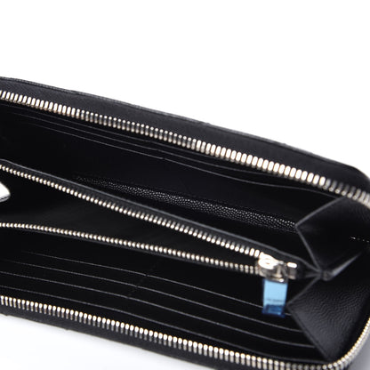 Saint Laurent Grain De Poudre Matelasse Chevron Monogram Zip Around Wallet Black 5 of 8