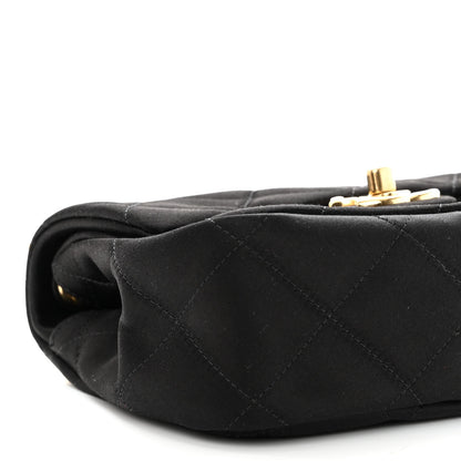 Chanel Satin Quilted Mini Logo Flap With Handle Black 9 of 10