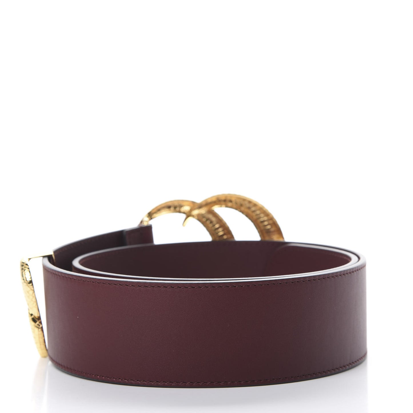 Calfskin Lizard Double G 50mm Belt 80 32 Vintage Bordeaux