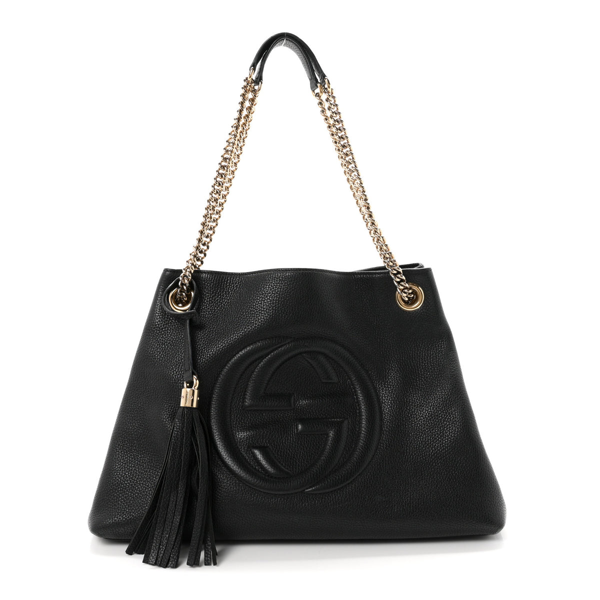 Gucci Pebbled Calfskin Medium Soho Chain Shoulder Bag Black 1 of 11