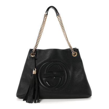 Gucci Pebbled Calfskin Medium Soho Chain Shoulder Bag Black 1 of 11