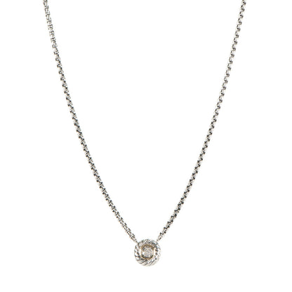 David Yurman Sterling Silver 18K Yellow Gold Diamond 12mm Pave Cookie Necklace 1 of 5