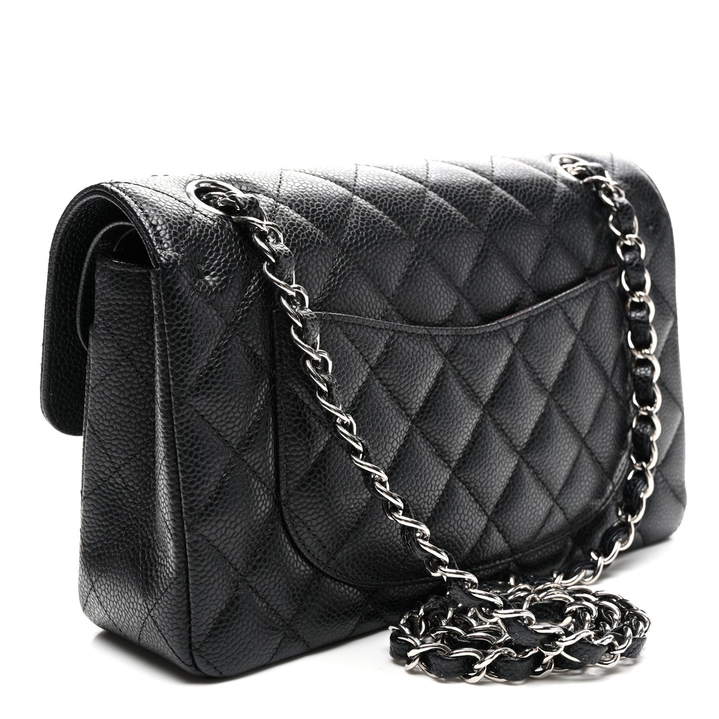 Caviar Quilted Small Double Flap Black