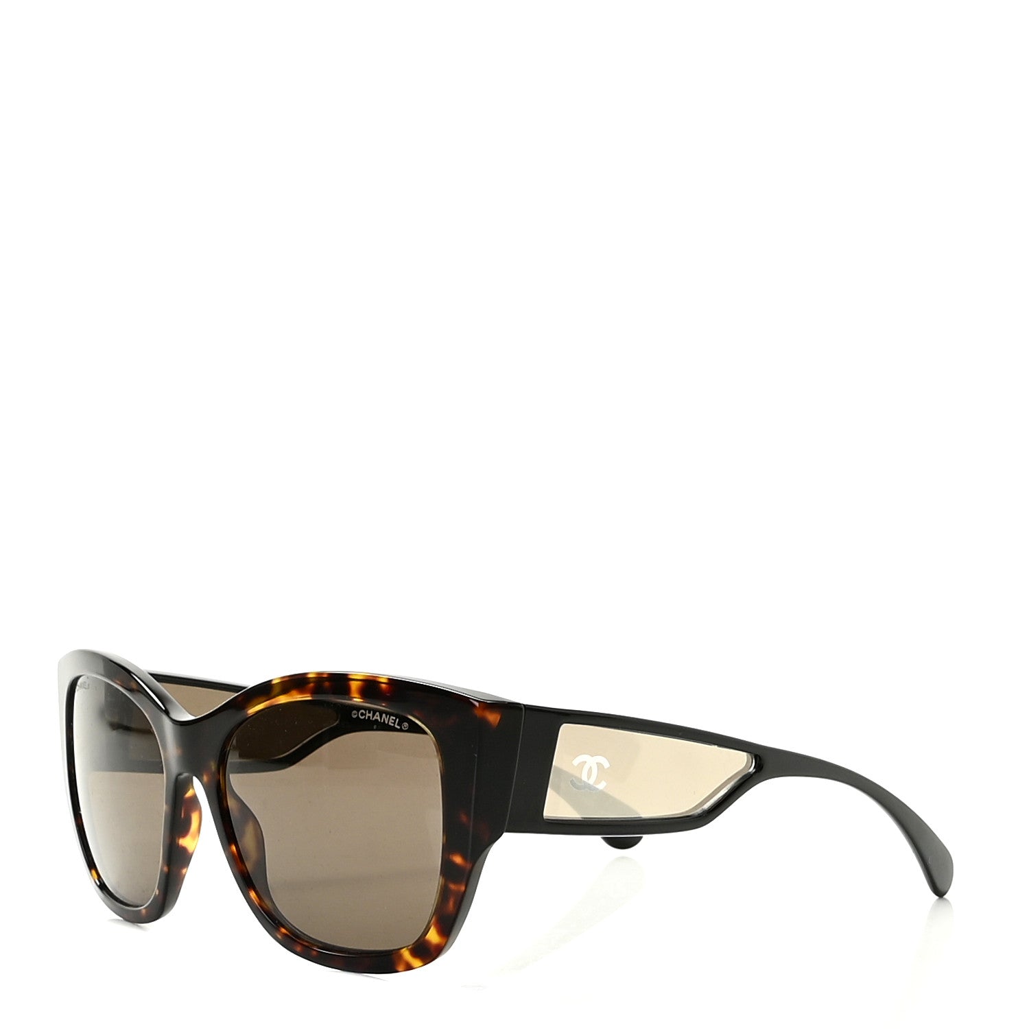 Chanel Acetate 18K White Gold Butterfly Sunglasses 5429 Dark Tortoise 1 of 8