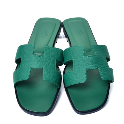 Hermes Epsom Oran Sandals 39 Vert Emeraude 5 of 10