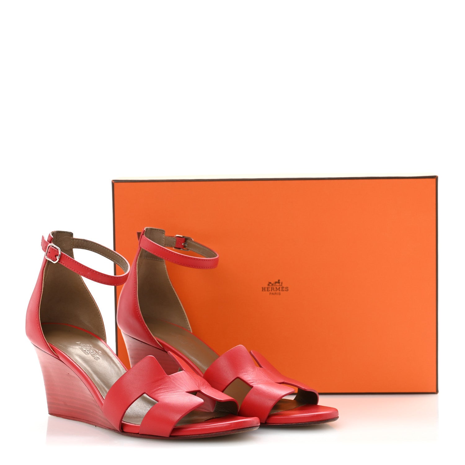 Hermes Calfskin Legend Wedge Sandals 38 Pavot 9 of 9