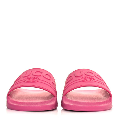 Gucci Rubber Womens Logo Slide Sandals 37 Fuchsia 2 of 8