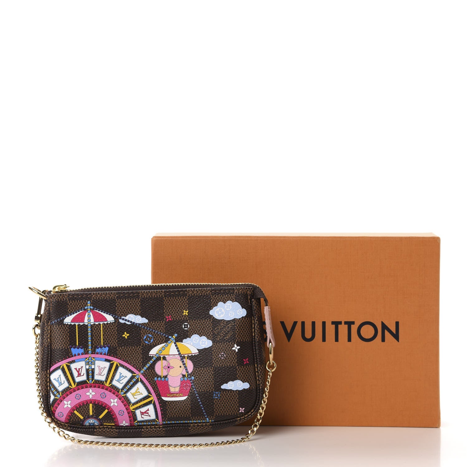 Louis Vuitton Damier Ebene 2020 Christmas Animation Big Wheel Mini Pochette Accessories Rose Ballerine 8 of 8