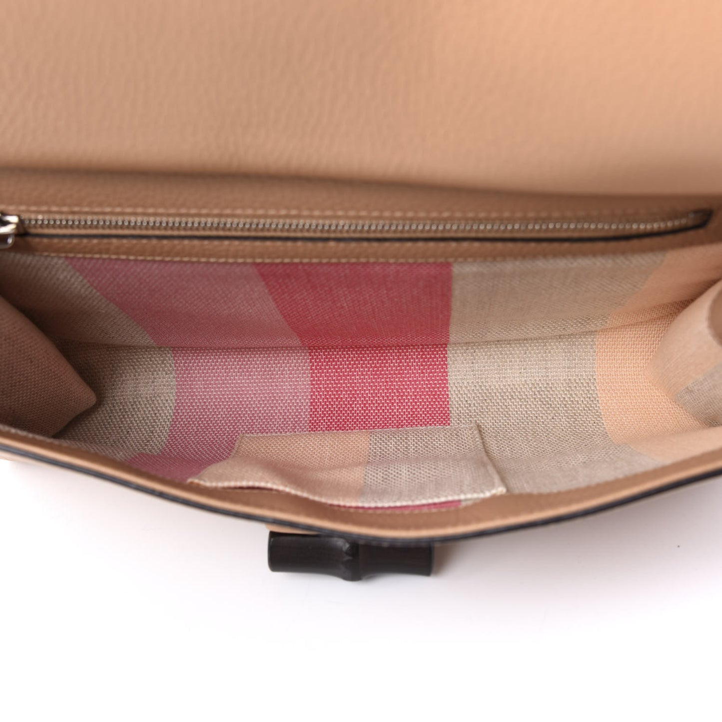 Pebbled Calfskin Bamboo Daily Clutch Camel