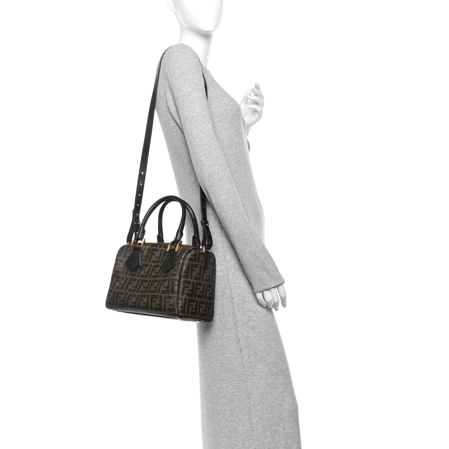 Fendi Zucca Cuoio Lucido Mini Boston Satchel Tobacco Moro 2 of 12
