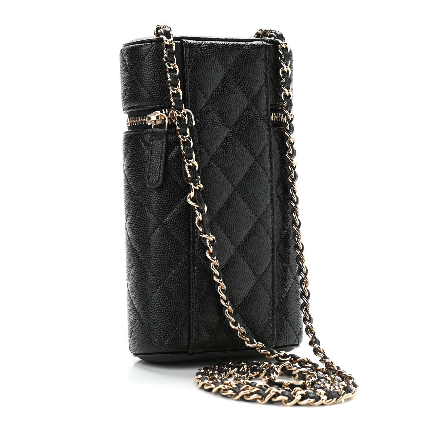 Chanel Caviar Quilted Phone Holder With Chain Black 3 of 11