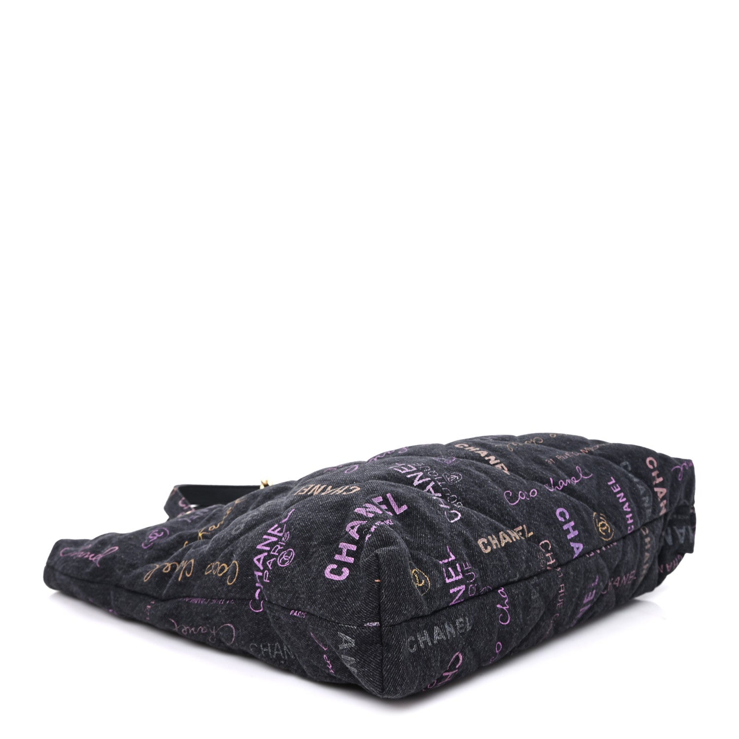 Chanel Denim Quilted Denim Mood Maxi Shopping Bag Black Multicolor 4 of 10