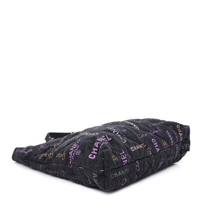 Chanel Denim Quilted Denim Mood Maxi Shopping Bag Black Multicolor 4 of 10