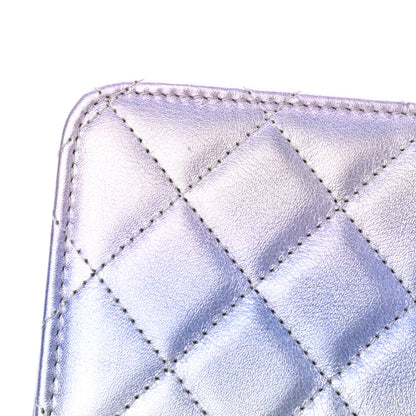 Chanel Gradient Metallic Calfskin Quilted Wallet On Chain WOC Silver Blue Yellow Purple 6 of 8