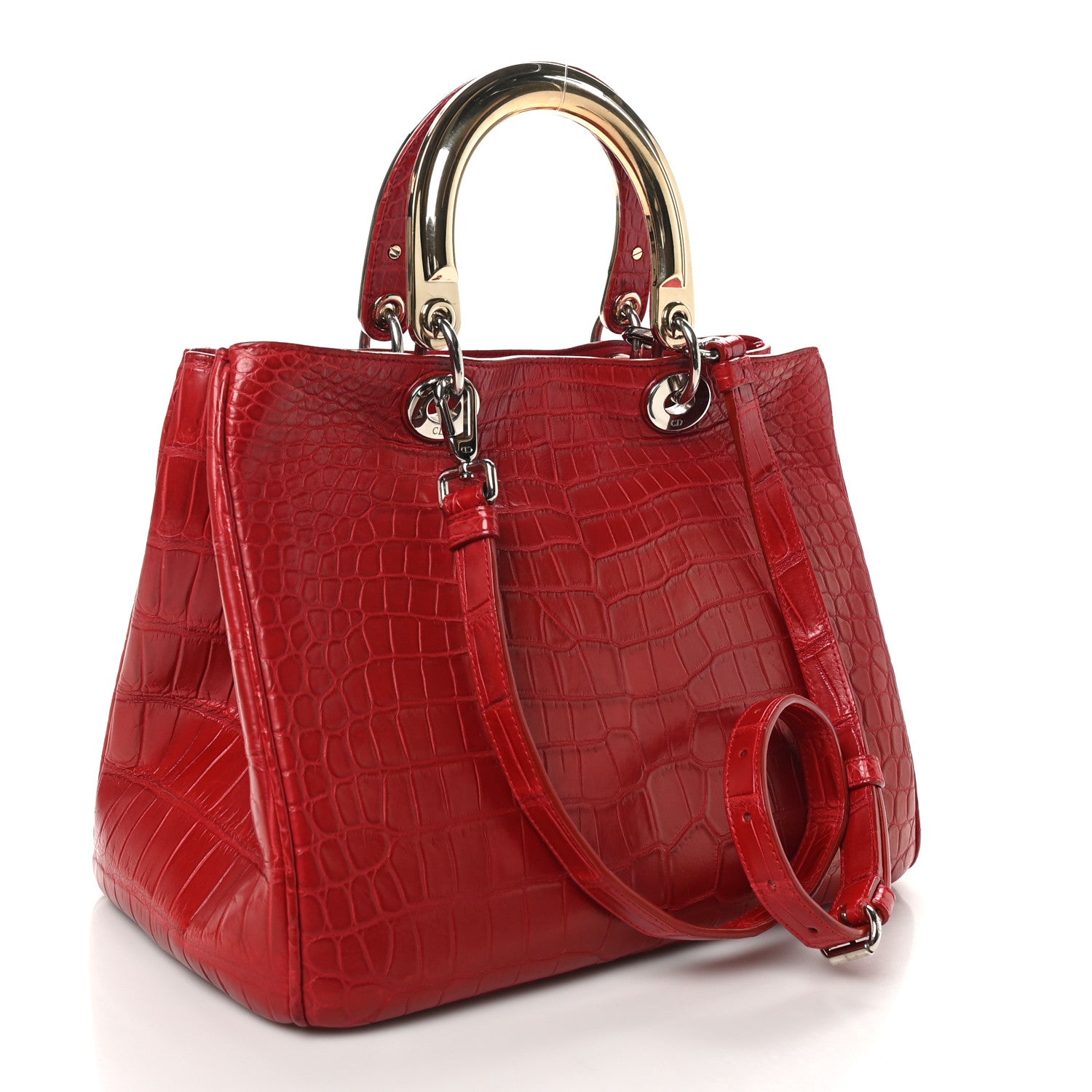 Christian Dior Crocodile Large Diorissimo Red 3 of 10