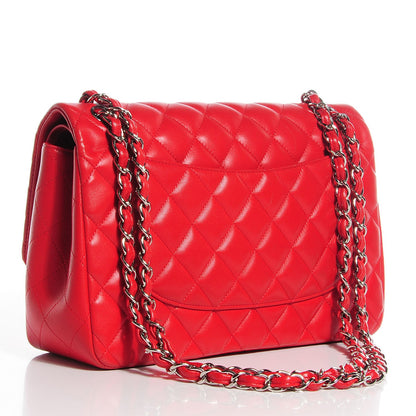Chanel Lambskin Quilted Jumbo Double Flap Red 4 of 9