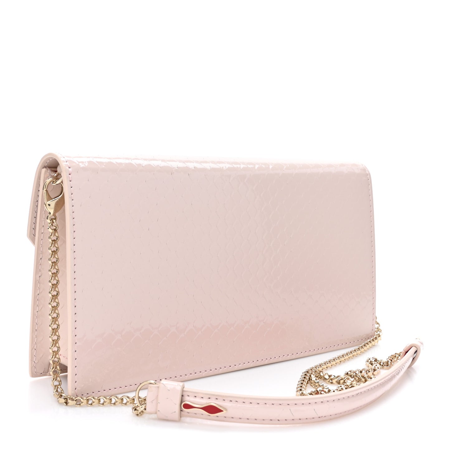 Patent Embossed Snakeskin Loubi54 Crossbody Clutch Pink
