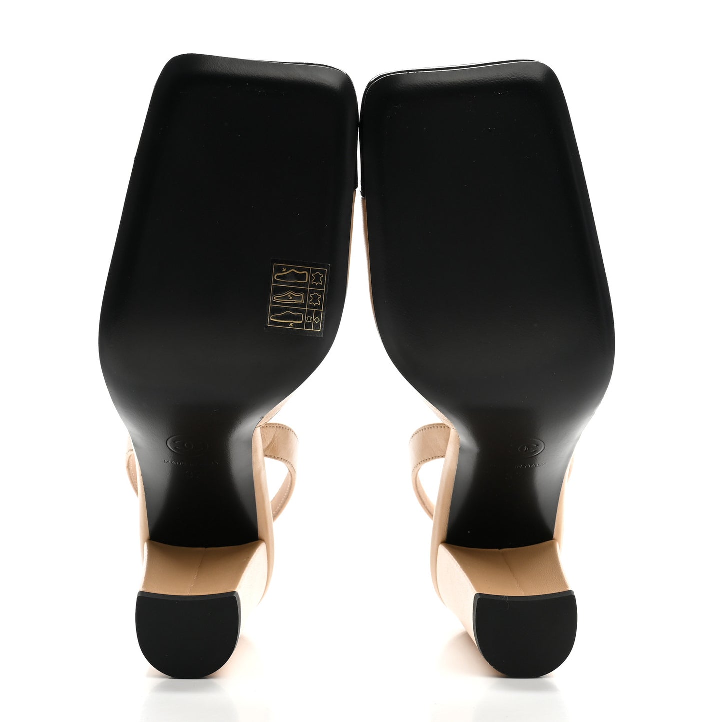 Lambskin Patent Calfskin Cap Toe CC Slingback Pumps 37 Beige Black