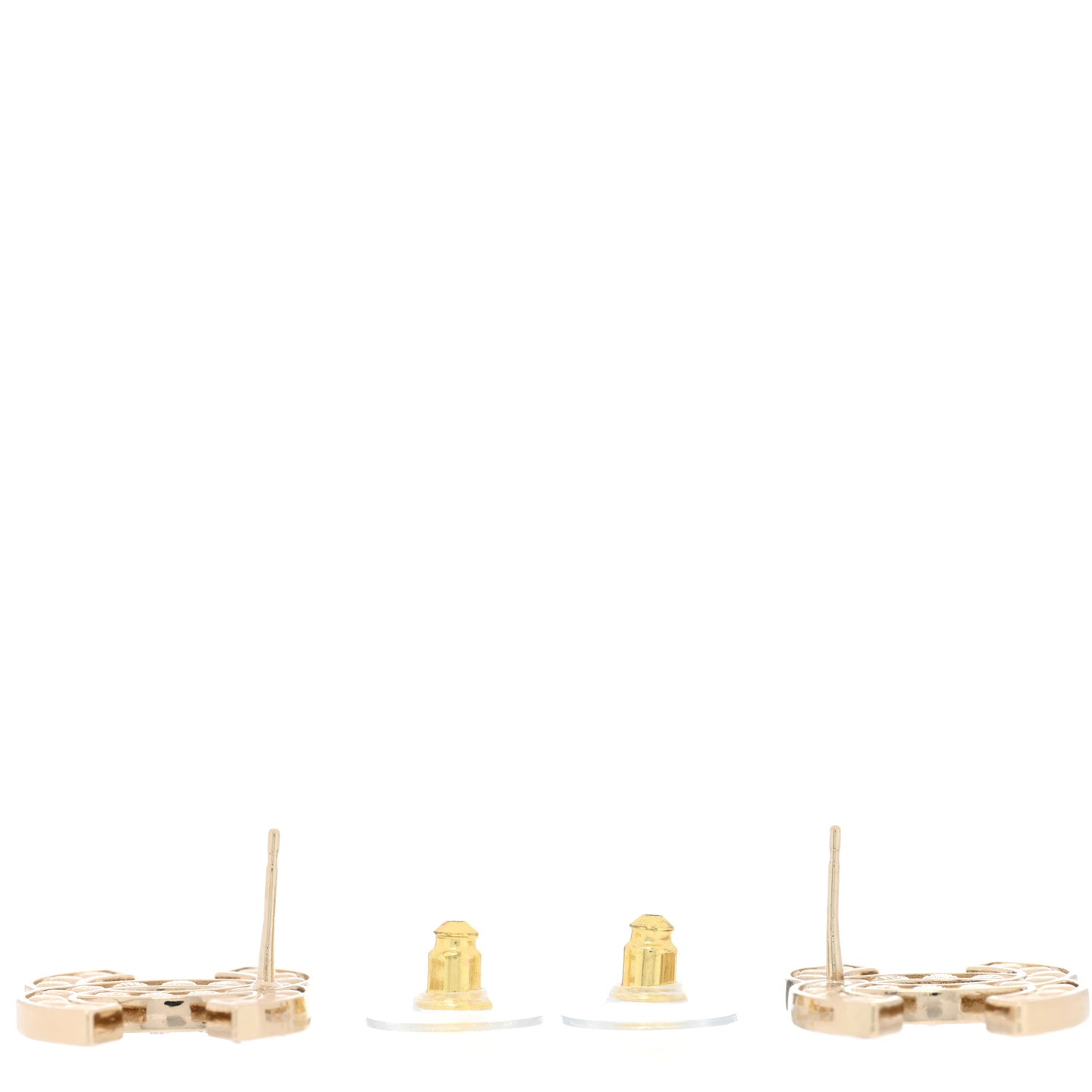 Metal Crystal Large CC Earrings Light Gold