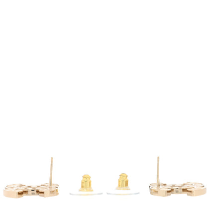 Chanel Metal Crystal Large CC Earrings Light Gold 3 of 4