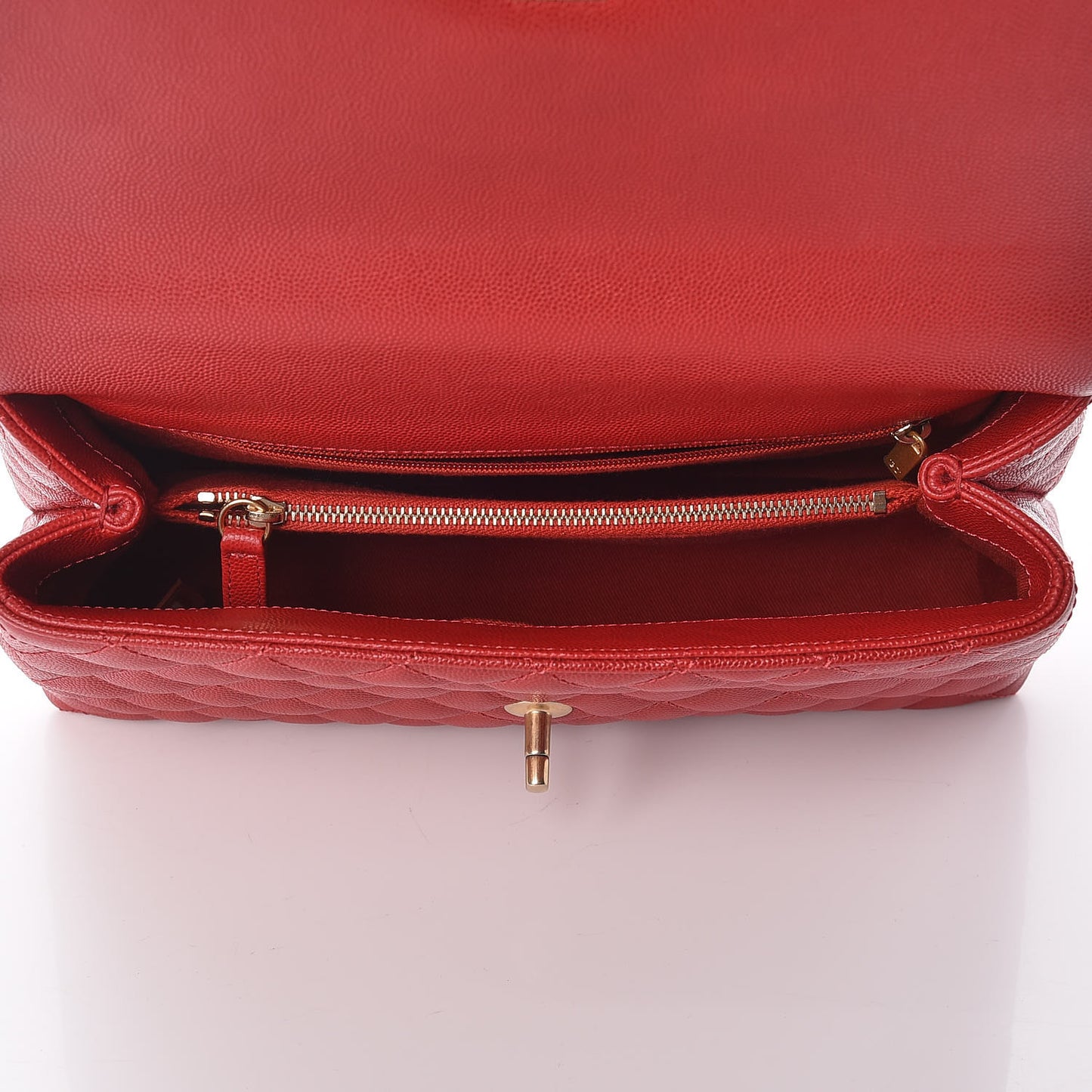 Caviar Quilted Small Coco Handle Flap Red