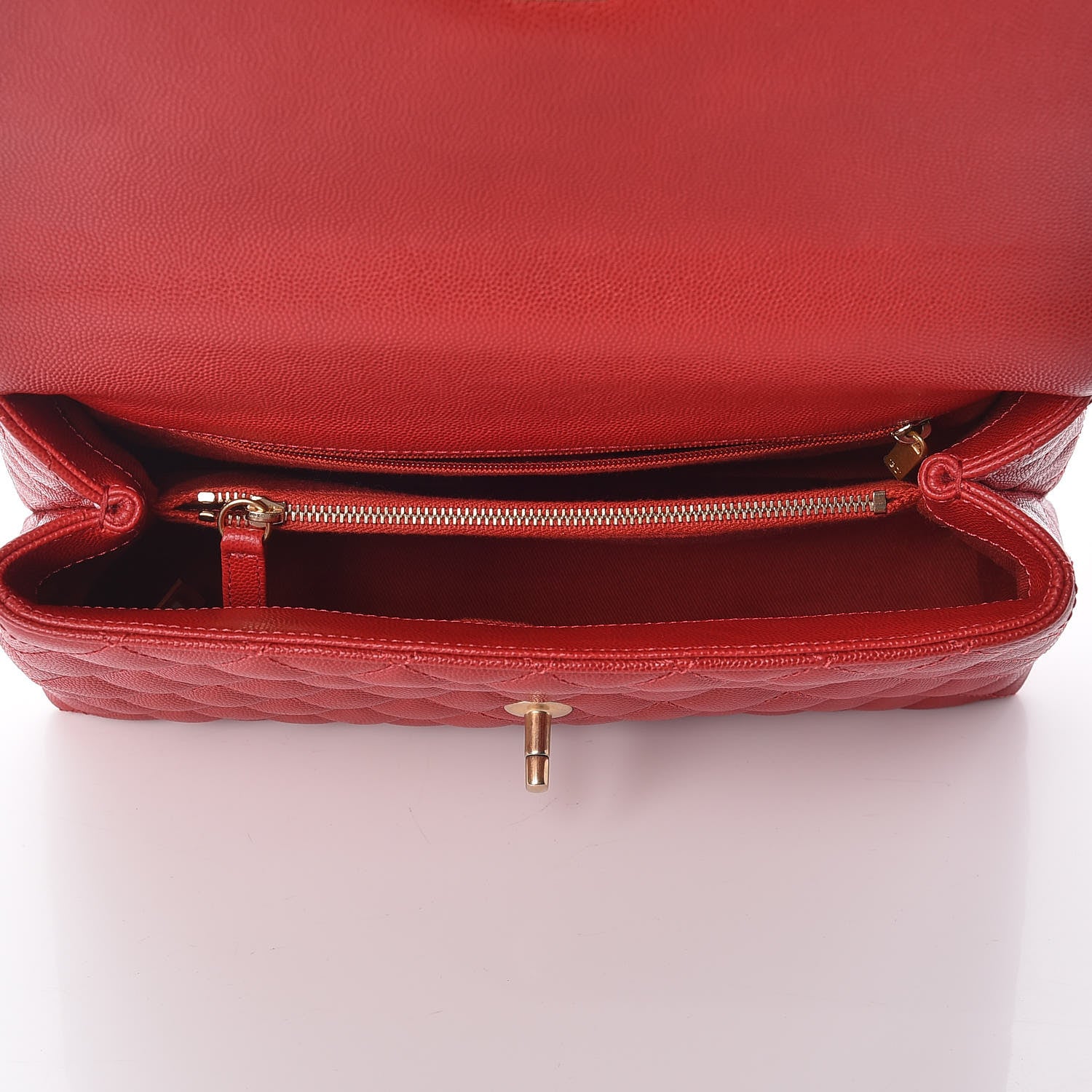 Chanel Caviar Quilted Small Coco Handle Flap Red 8 of 11