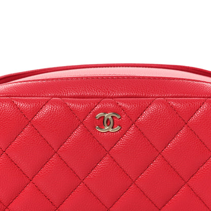 Chanel Caviar Quilted Double Zip Pouch Cosmetic Case Coral 8 of 11