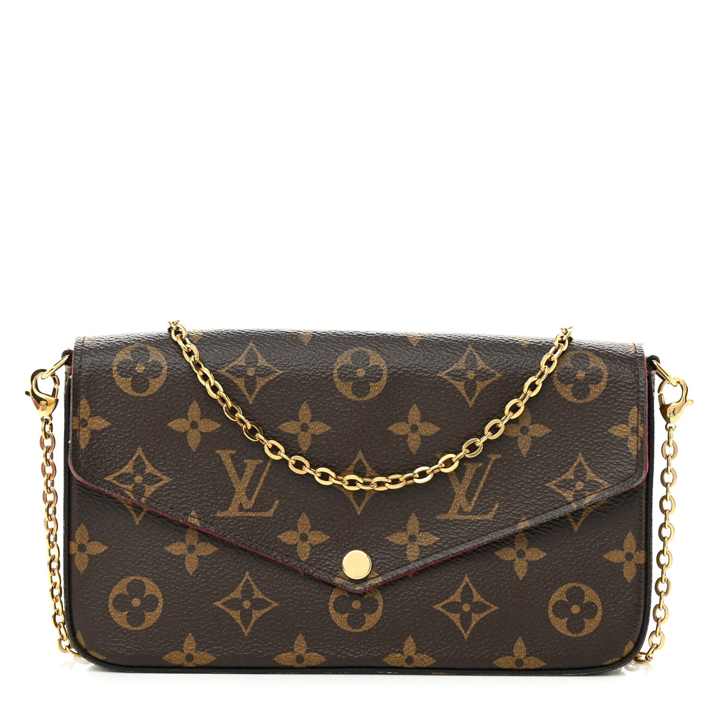 Monogram Pochette Felicie Chain Wallet Fuchsia
