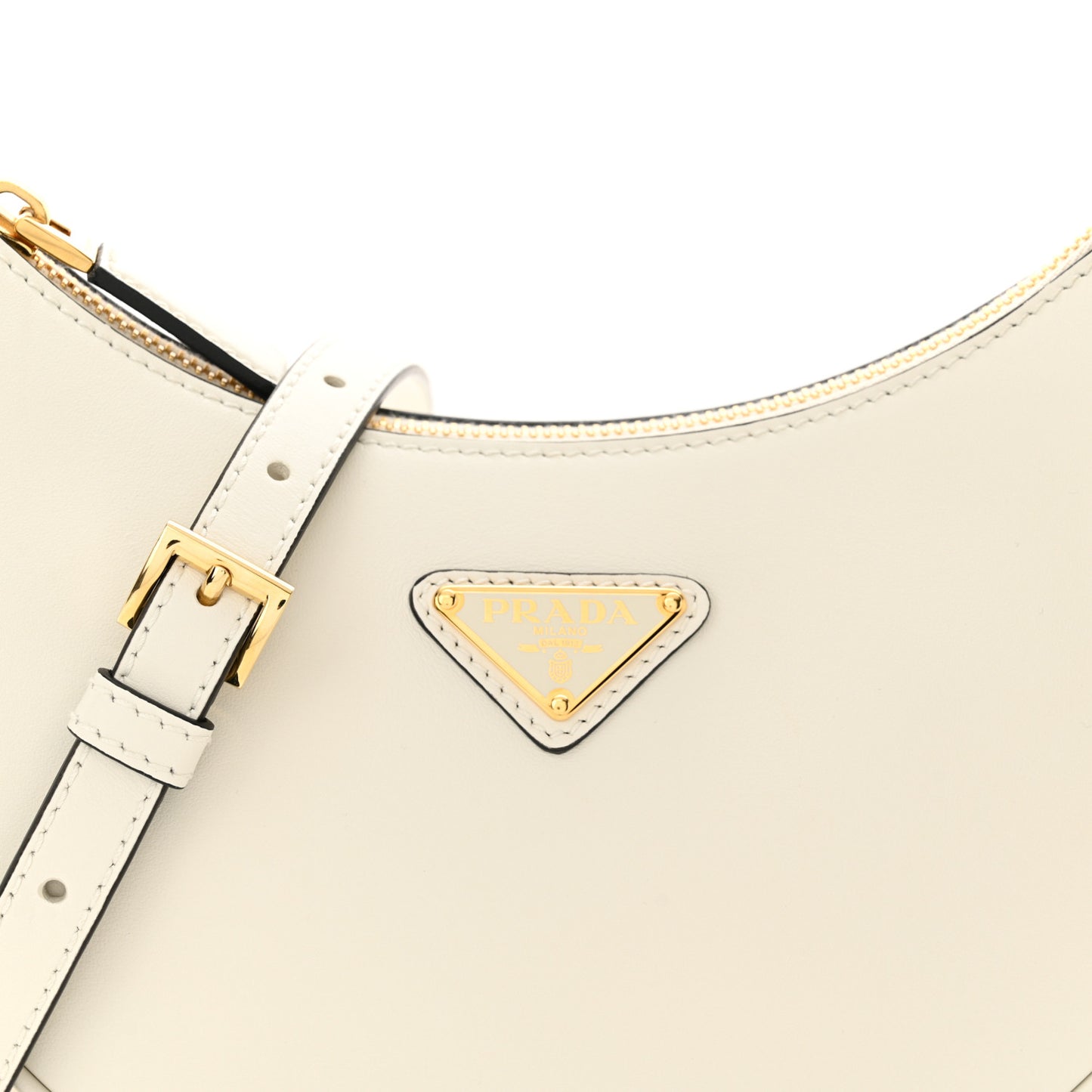 Soft Calfskin Arque Shoulder Bag White