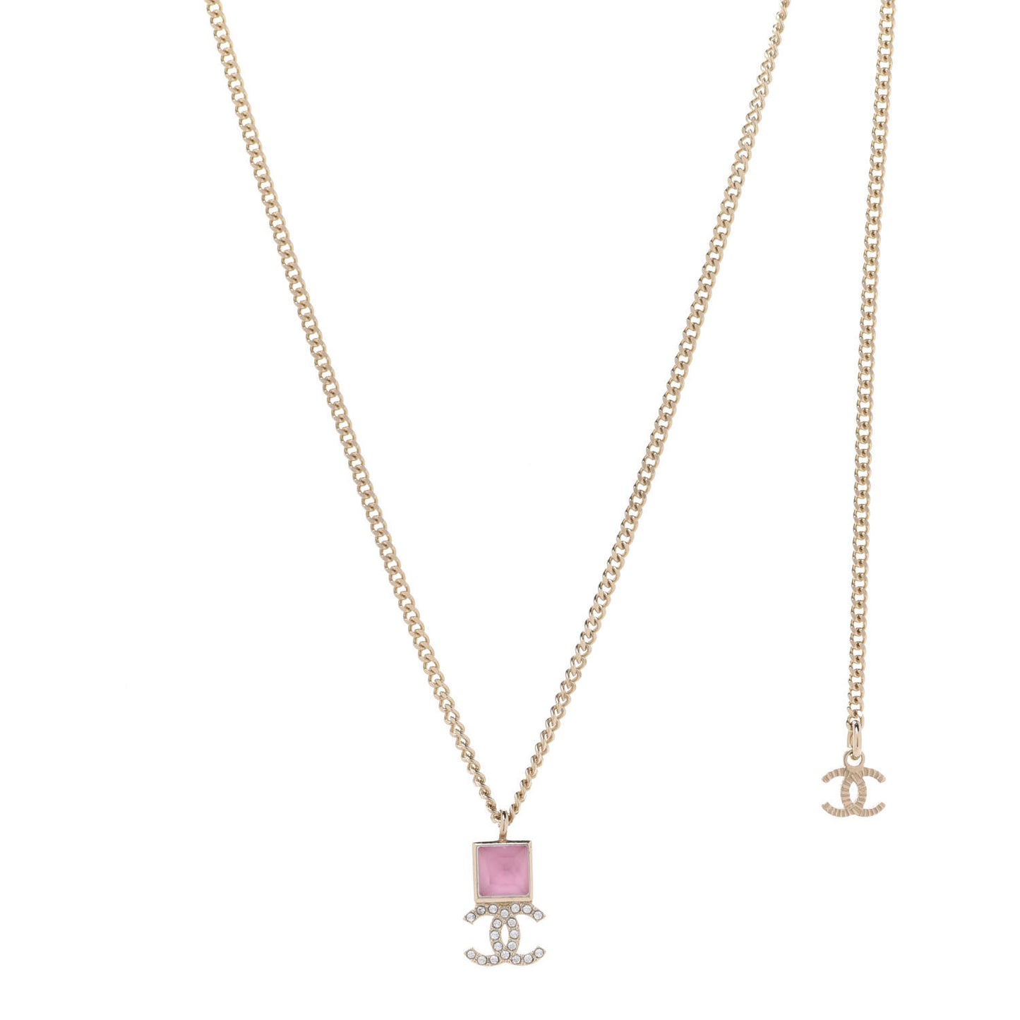 Crystal Resin CC Necklace Pink Gold