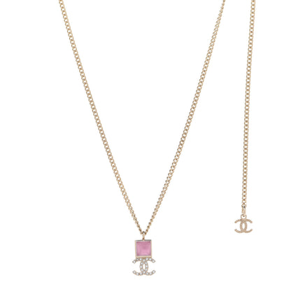 Chanel Crystal Resin CC Necklace Pink Gold 1 of 6