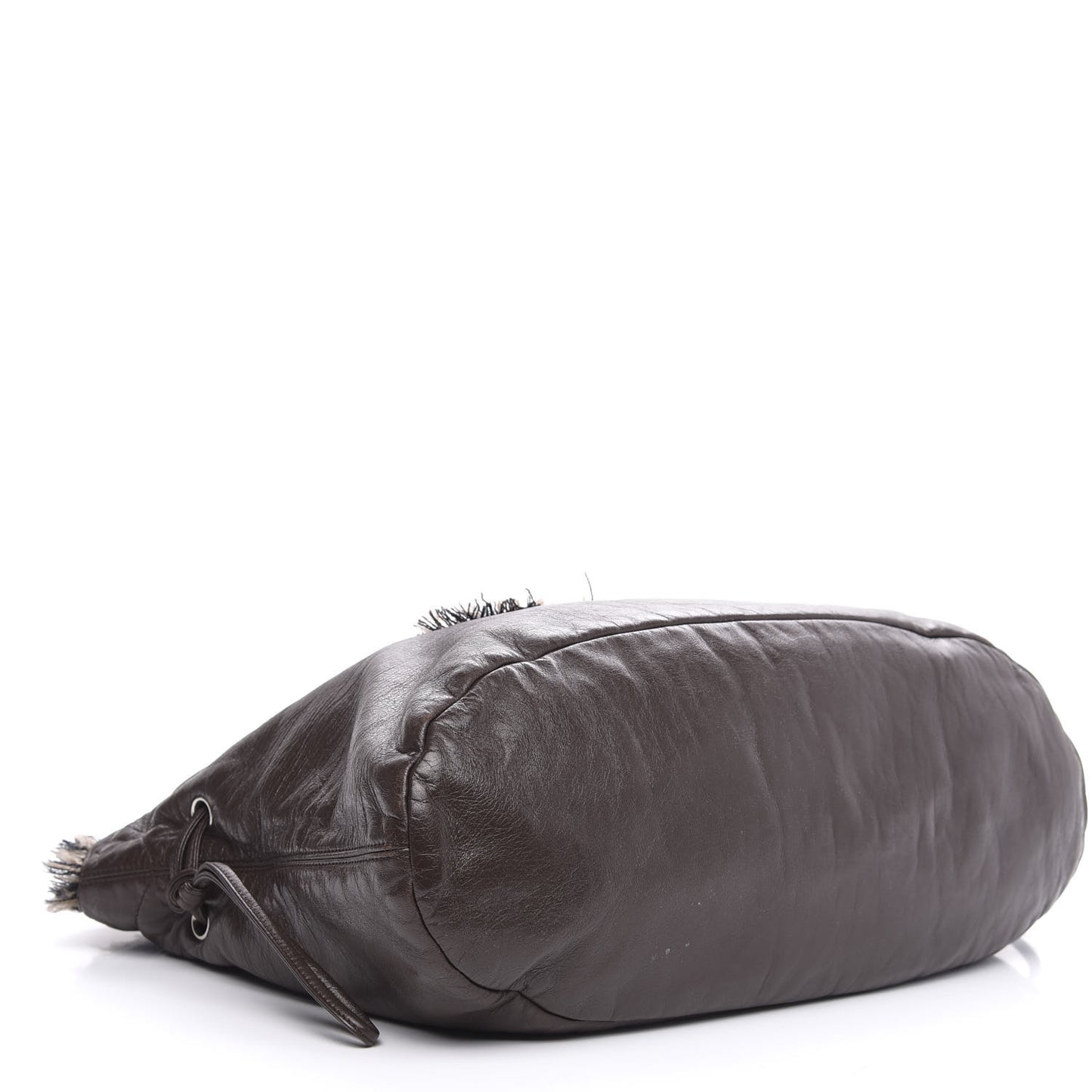 Tweed Lambskin Drawstring Tweedy Tote Brown