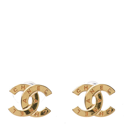 Chanel Metal CC Paris Button Stud Earrings Gold 1 of 4