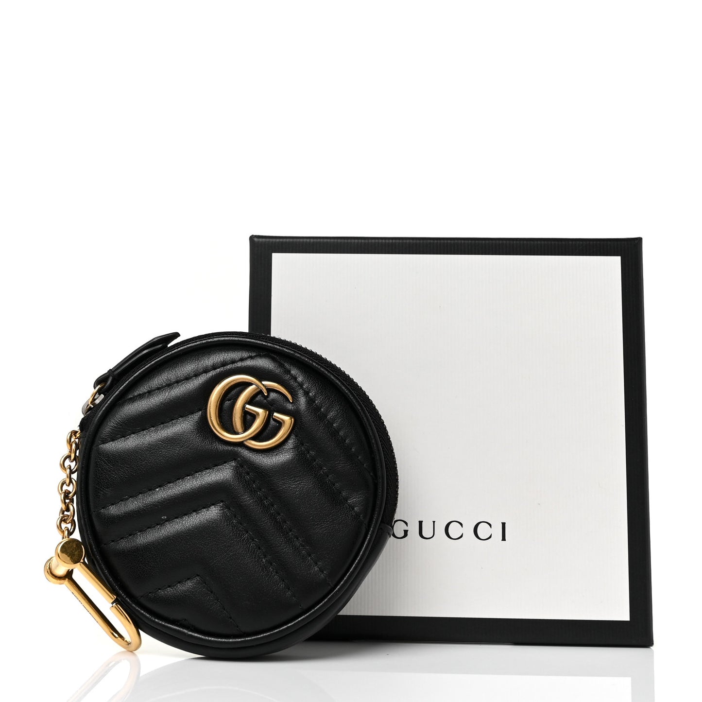 Calfskin Matelasse GG Marmont Round Coin Purse Black