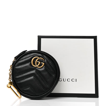 Gucci Calfskin Matelasse GG Marmont Round Coin Purse Black 8 of 8