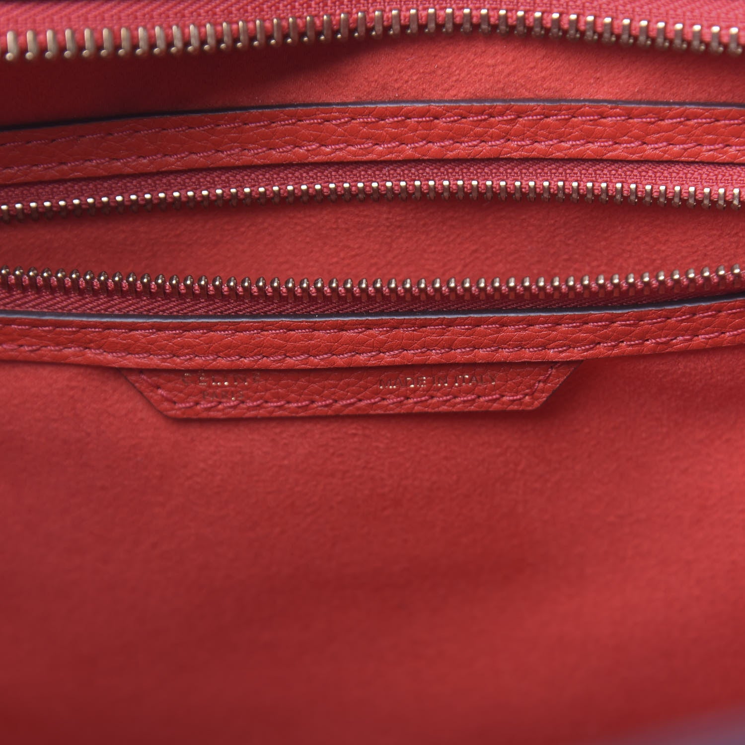 Celine Drummed Calfskin Mini Luggage Coquelicot 6 of 9
